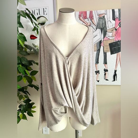 Anthropologie Self Contrast Soft Boho Knit Oversized Drapey Top Size Medium - Picture 1 of 7